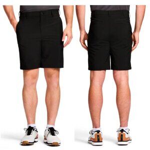 IZOD SWINGFLEX STRAIGHT FIT STRETCH GOLF SHORTS - BLACK